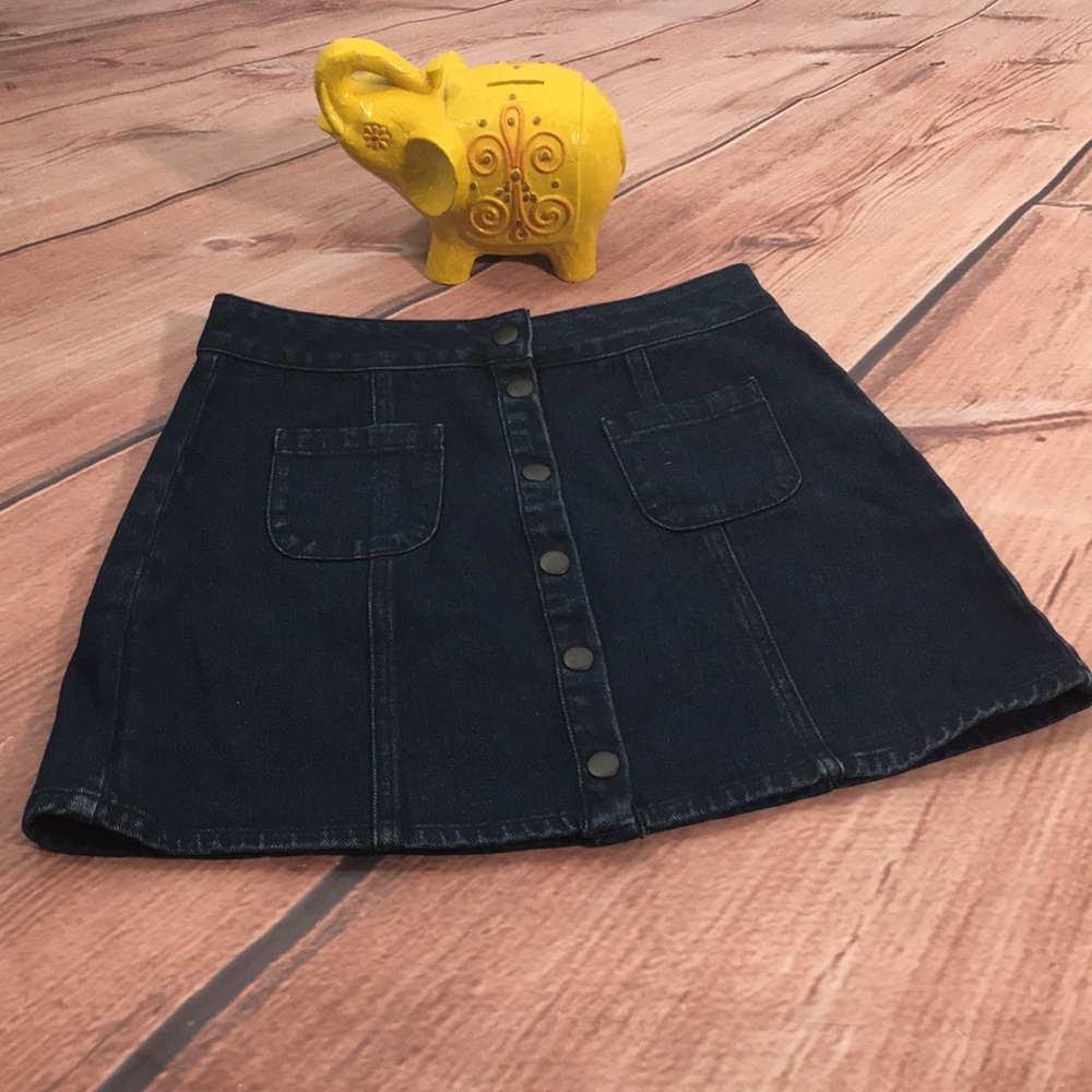 Melville Snap Button Down Mini Demin Skirt